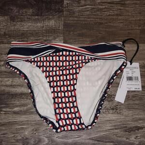 Robin Piccone Red and Blue Patterned Bikini Bottom